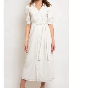 White / Cream Midi Shirtdress Emory Park